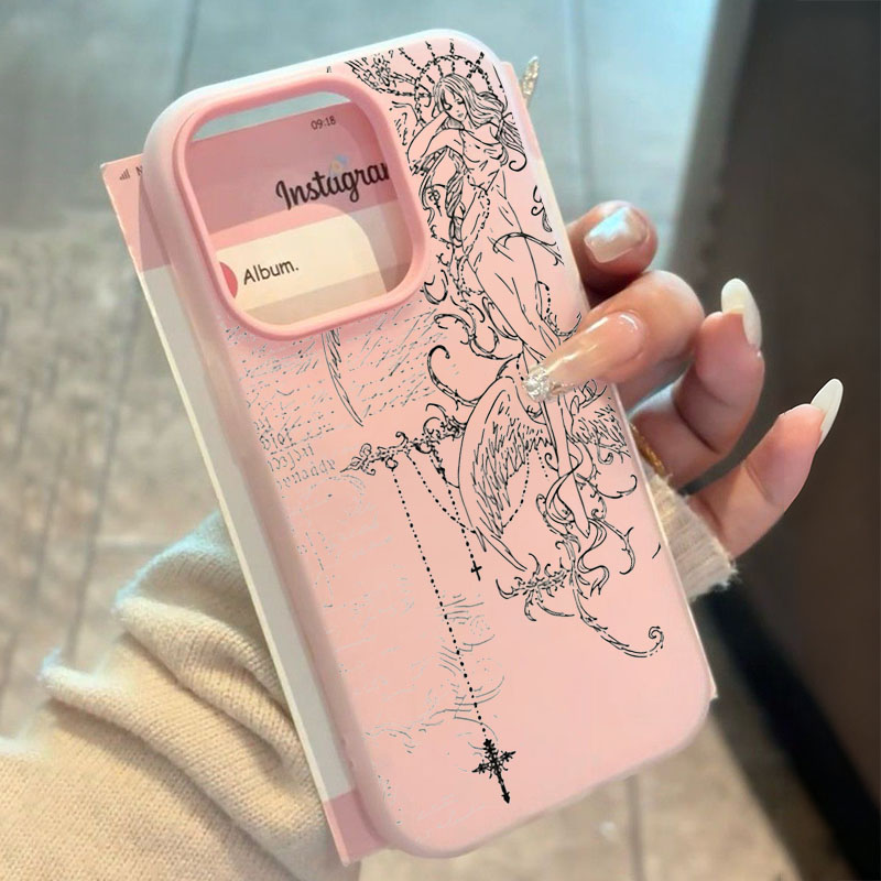 ゴシックスタイルの天使の十字線描画デザインのスマホケース、S - Samsung Galaxy S24 のレビューと価格